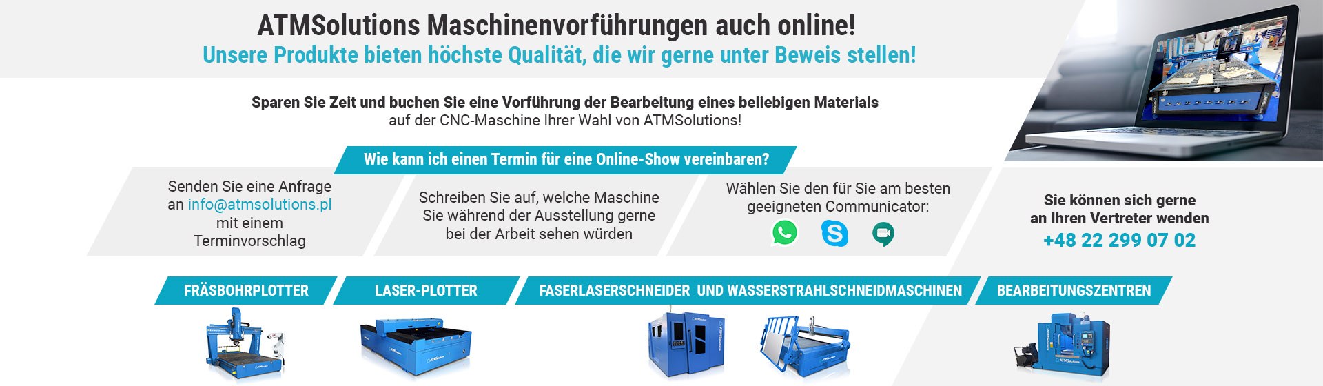 ATMSolutions Maschinenvorführungen auch online!