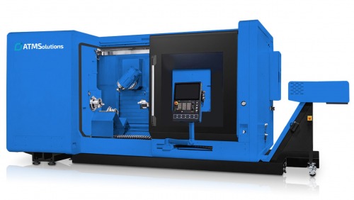 ATMS - Turning and milling center for simultaneous 5-axis machining, with milling head (B axis) and two turning spindles
